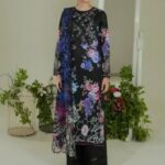 Lawn dress with chiffon Dopatta -Black