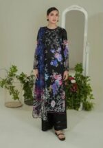 Lawn dress with chiffon Dopatta -Black