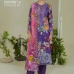 Lawn dress with chiffon Dopatta -Grape