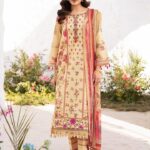 Lawn dress with Cationic chiffon Dopatta -