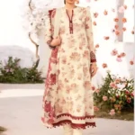 Lawn dress with Cationic chiffon Dopatta -