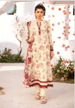 Lawn dress with Cationic chiffon Dopatta -