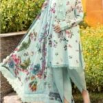 Lawn dress with Cationic chiffon Dopatta -