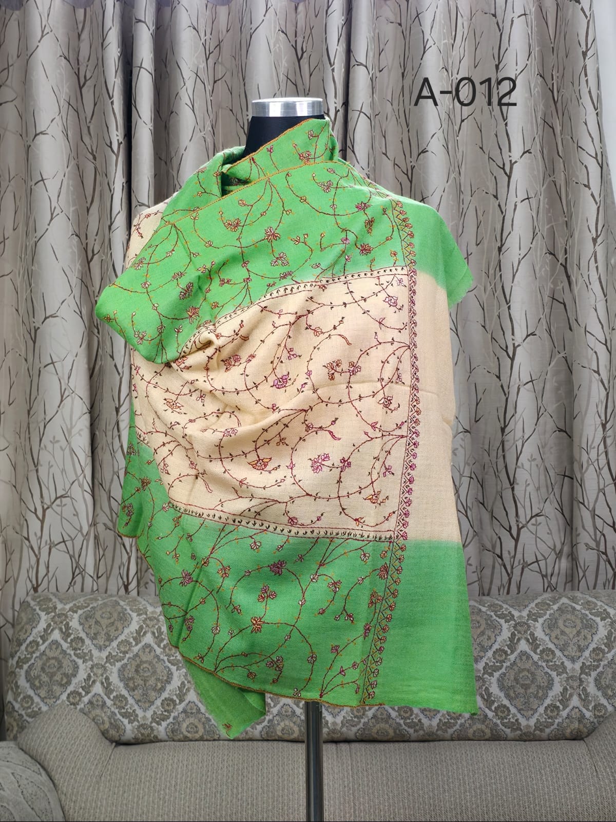 A-012 Semi Pashmina Jali shawl - Image 1